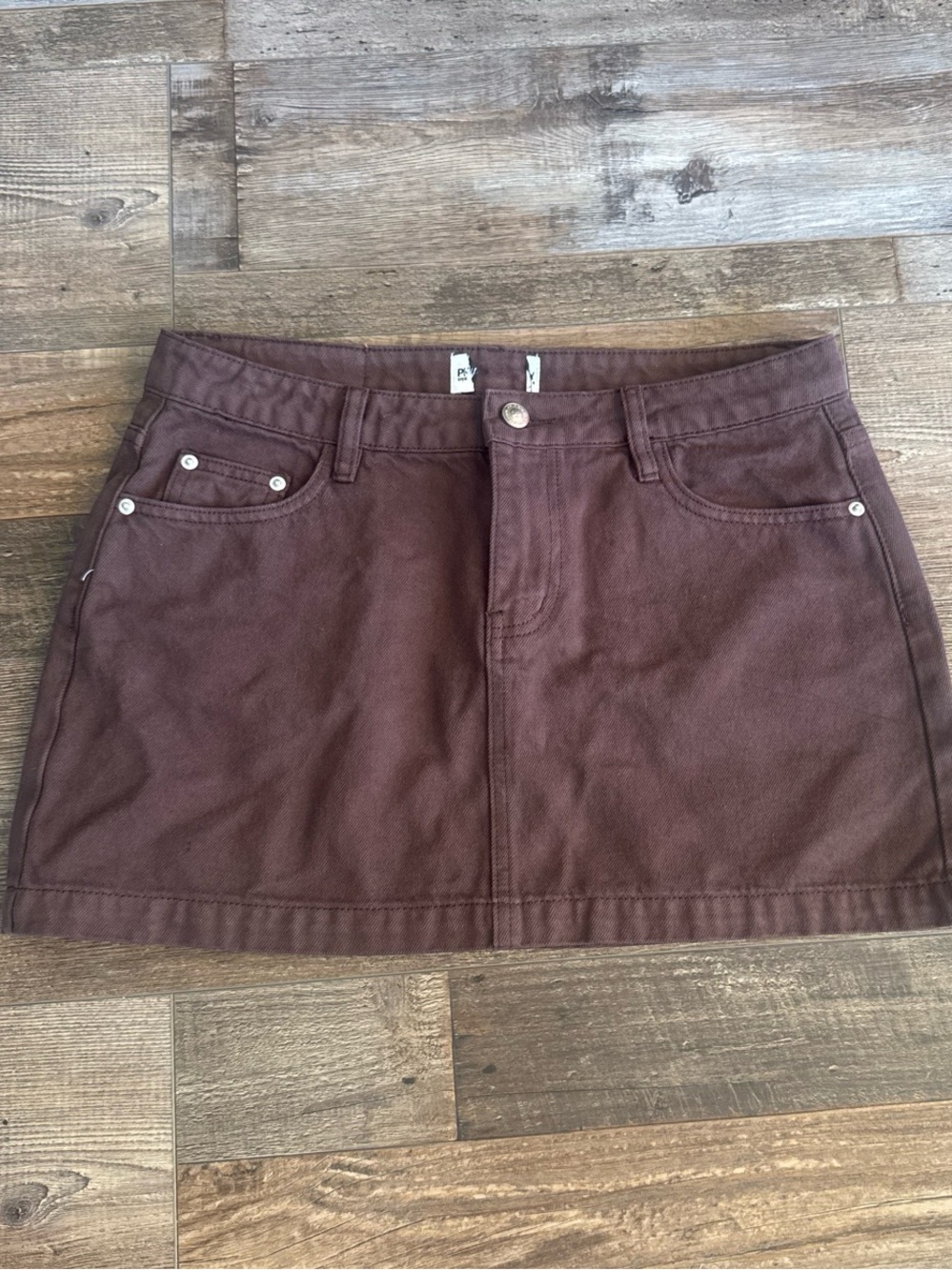 Nicolina Low Rise Denim Mini Skirt Washed
Brown from Princess Polly - Picture 3 of 5